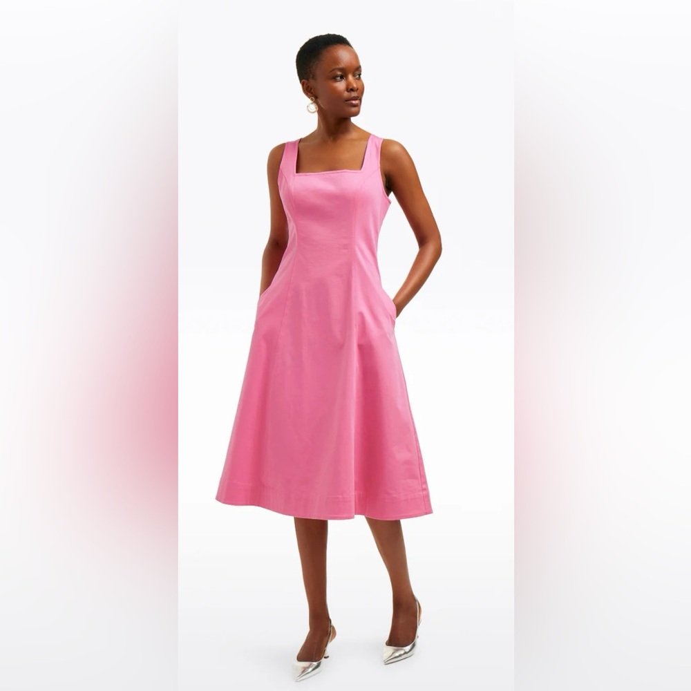 NWT Draper James Genevieve Square Neck Sleeveless Midi Dress Size 10